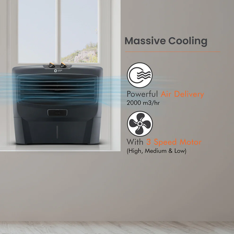 Magicool+ Window 55L Window Air Cooler with Powerful Air Delivery Black-02