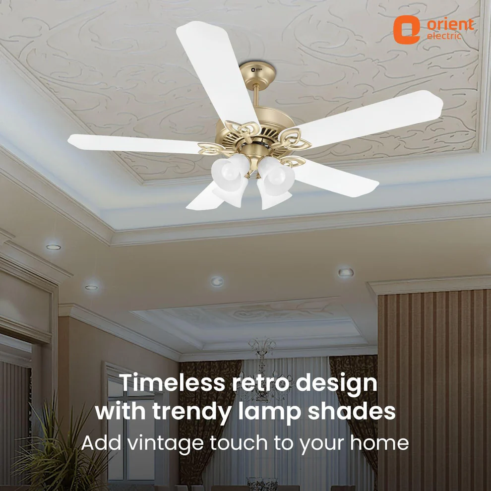 Subaris Underlight Premium Ceiling Fan with Remote 1300MM Antique Gold White-02