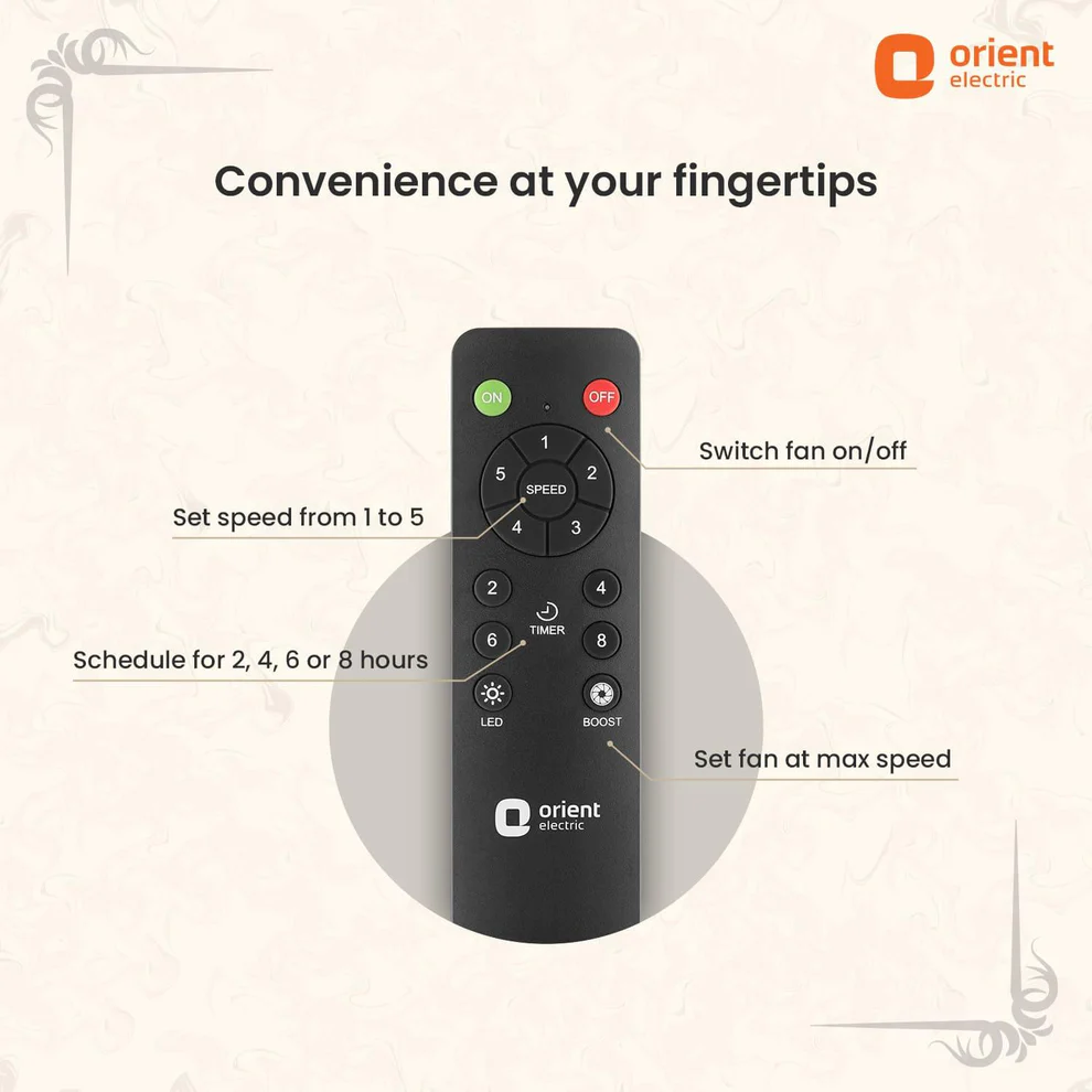 Subaris Underlight Premium Ceiling Fan with Remote 1300MM Antique Gold White-03